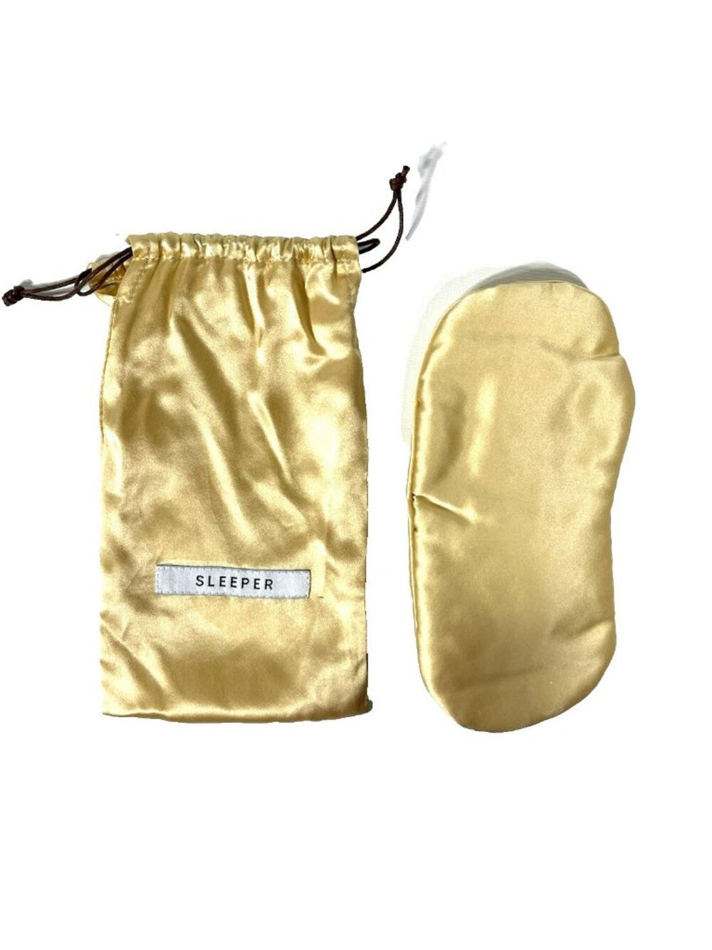 Sleeper Womens Silk Satin Eyemask With Pouch Gold NWOT